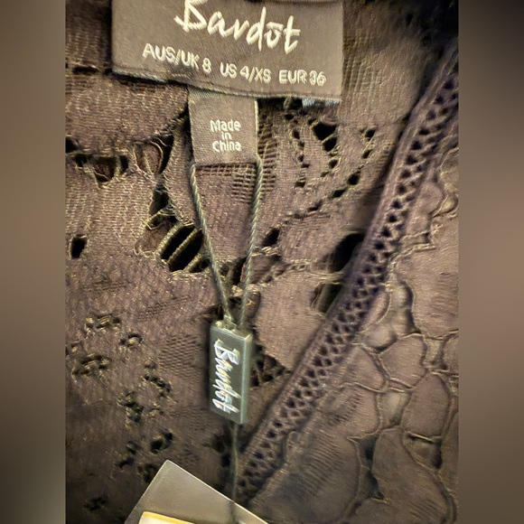 Bardot Dress Midnight Lace Black NWT US 4 / XS EUR 36 Long Sleeve LBD - Picture 2 of 9